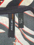 MARCCAIN BLACK, IVORY & ORANGE PRINT LONG SLEEVE TOP SIZE 14/16