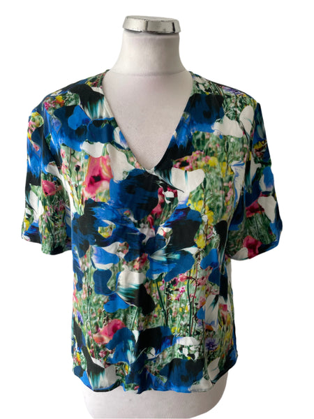 PAUL SMITH FLORAL MULTICOLOURED SHORT SLEEVE TOP SIZE 38 UK 10