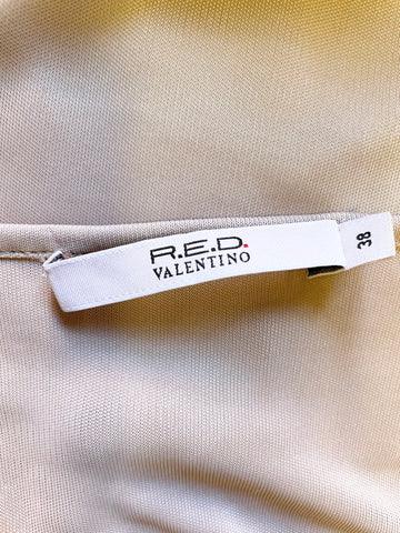 R.E.D. VALENTINO NUDE SHORT CAP SLEEVED STRETCH BODYCON DRESS SIZE 38 UK 6