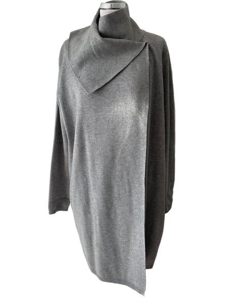 PHASE EIGHT GREY KNIT UNLINED WRAP FRONT COAT SIZE 12