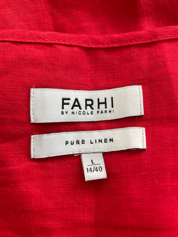 NICOLE FARHI CORAL PURE LINEN FINE STRAP MIDI DRESS  SIZE 14