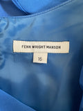 FENN WRIGHT MANSON BLUE DRAPED OVERLAY BODICE PENCIL DRESS SIZE 16