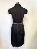 DESIGNER SUZANNAH LONDON BLACK BOW TRIM CAP SLEEVED PLEATED DRESS SIZE 8