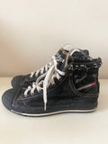 DIESEL BLACK DENIM HIGH TOP PLIMSOLS SIZE 6/39