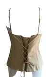 RENATO NUCCI 100% SILK ECRU FINE STRAP LACE UP BACK TOP SIZE 44 UK 12