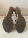 DUNE TAN LEATHER WEDGE HEEL STRAPPY SANDALS SIZE 5/38