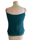 COUNTRY CASUALS JADE GREEN SILK EMBELLISHED CAMISOLE & FRONT TIE TOP SIZE 10