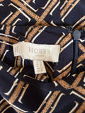 HOBBS NAVY BLUE & TAN PRINT HALF SLEEVE SHIFT DRESS SIZE 12