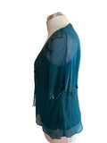 COUNTRY CASUALS JADE GREEN SILK EMBELLISHED CAMISOLE & FRONT TIE TOP SIZE 10