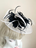 CARINA IVORY & BLACK FEATHER FASCINATOR ON HEADBAND