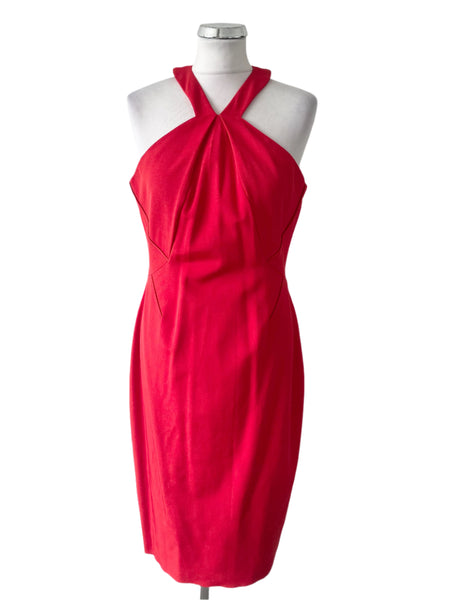 BRAND NEW COAST GINA CORAL/ORANGE COLD SHOULDER PENCIL DRESS SIZE 14