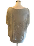 PHASE EIGHT GREY BOAT NECK MESH FLORAL OVERLAY TOP  SIZE 12