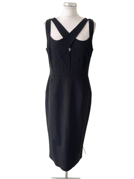 BRAND NEW PER UNA SPEZIALE DAKOTA BLACK CUT AWAY TOP MIDI PENCIL DRESS SIZE 14