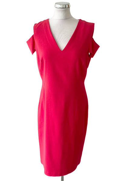 PER UNA SPEZIALE CORAL PINK COLD SHOULDER PENCIL DRESS  SIZE 14