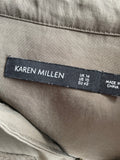 KAREN MILLEN KHAKI GREEN ZIP FRONT SLEEVELESS BELTED DRESS  SIZE 14