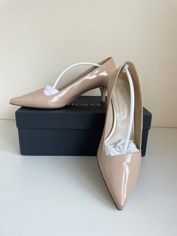 HOBBS LIGHT NUDE PATENT LEATHER HEEL COURT SHOES  SIZE 6/39