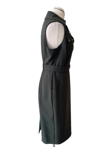 PER UNA SPEZIALE BOTTLE GREEN BELTED SLEEVELESS PENCIL DRESS  SIZE 14