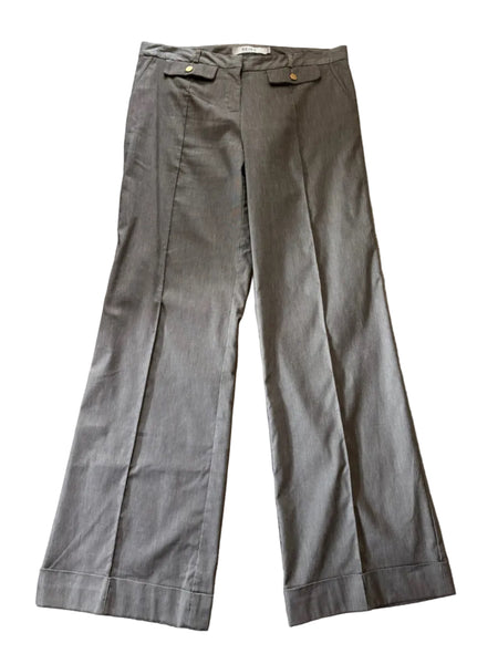 REISS DARK BEIGE MARL SEAMED LEG WIDE CUFFED FORMAL TROUSERS SIZE 12