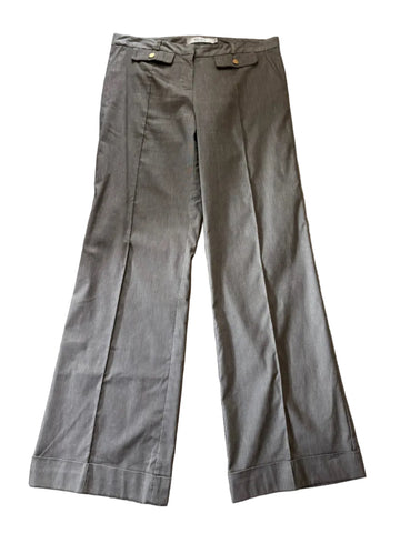 REISS DARK BEIGE MARL SEAMED LEG WIDE CUFFED FORMAL TROUSERS SIZE 12