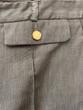 REISS DARK BEIGE MARL SEAMED LEG WIDE CUFFED FORMAL TROUSERS SIZE 12