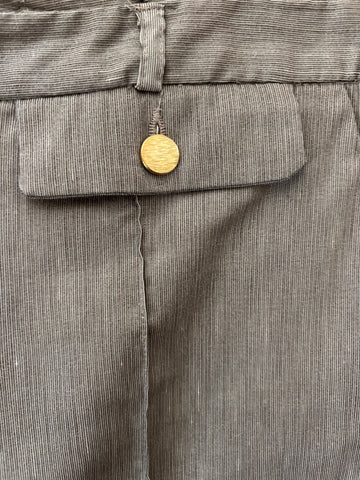 REISS DARK BEIGE MARL SEAMED LEG WIDE CUFFED FORMAL TROUSERS SIZE 12