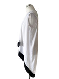 BCBGMAXAZRIA WHITE & BLACK TRIMMED SLEEVELESS ASYMMETRIC TUNIC TOP SIZE S