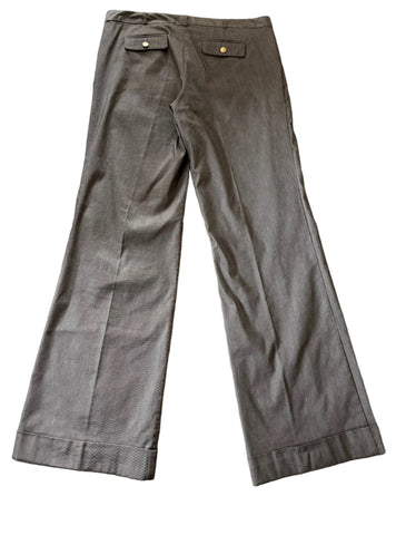 REISS DARK BEIGE MARL SEAMED LEG WIDE CUFFED FORMAL TROUSERS SIZE 12