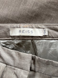 REISS DARK BEIGE MARL SEAMED LEG WIDE CUFFED FORMAL TROUSERS SIZE 12