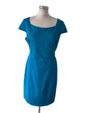 REISS DENNY BRIGHT TURQUOISE PENCIL DRESS  SIZE 14