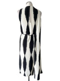 WHISTLES BLACK & IVORY PRINT SLEEVELESS MAXI BELTED DRESS  SIZE 14