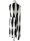 WHISTLES BLACK & IVORY PRINT SLEEVELESS MAXI BELTED DRESS  SIZE 14