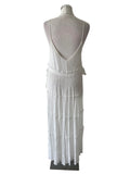 MONSOON WHITE FINE STRAP TIERED MAXI DRESS  SIZE L