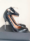 KURT GEIGER BLACK PATENT LEATHER 2 ANKLE STRAP HEELS SIZE 7/40