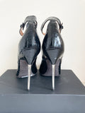 KURT GEIGER BLACK PATENT LEATHER 2 ANKLE STRAP HEELS SIZE 7/40