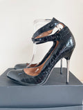 KURT GEIGER BLACK PATENT LEATHER 2 ANKLE STRAP HEELS SIZE 7/40