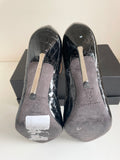 KURT GEIGER BLACK PATENT LEATHER 2 ANKLE STRAP HEELS SIZE 7/40