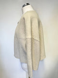 OSKA STONE BRUSHED WOOL CROPPED 3/4 SLEEVE JUMPER SIZE II UK M/L