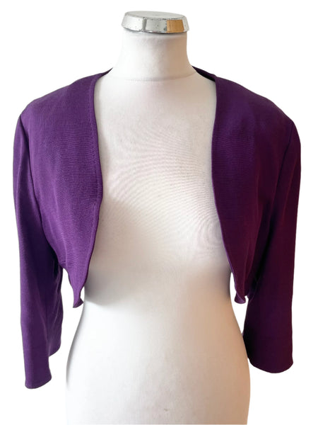 COAST PURPLE BOLERO 3/4 SLEEVE JACKET SIZE 16