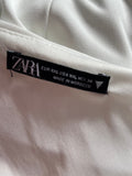BRAND NEW ZARA WHITE ONE SHOULDER RUCHED SIDE MIDI DRESS  SIZE XXL