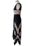 PHASE EIGHT BLACK & BEIGE STRIPE STRETCH JERSEY SLEEVELESS MAXI DRESS SIZE 14