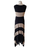 PHASE EIGHT BLACK & BEIGE STRIPE STRETCH JERSEY SLEEVELESS MAXI DRESS SIZE 14