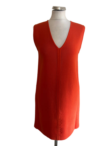 BRAND NEW PRESS SAMPLE LK BENNETT ORANGE RIBBED KNIT SLEEVELESS SHIFT DRESS SIZE S