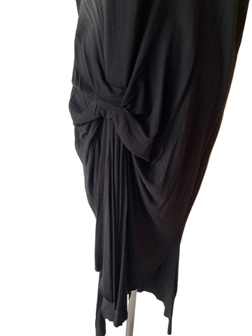 ALL SAINTS BLACK RIVERA TAVI JERSEY MIDI SHIFT DRESS SIZE L