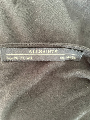 ALL SAINTS BLACK RIVERA TAVI JERSEY MIDI SHIFT DRESS SIZE L