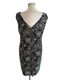 PRECIS PETITE BLACK & WHITE FLORAL PRINT PENCIL DRESS SIZE 14