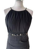 FRANK LYMAN BLACK BEAD TRIM FINE STRAP TIERED LAYERED SPECIAL OCCASION DRESS  SIZE 10