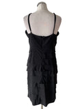 FRANK LYMAN BLACK BEAD TRIM FINE STRAP TIERED LAYERED SPECIAL OCCASION DRESS  SIZE 10