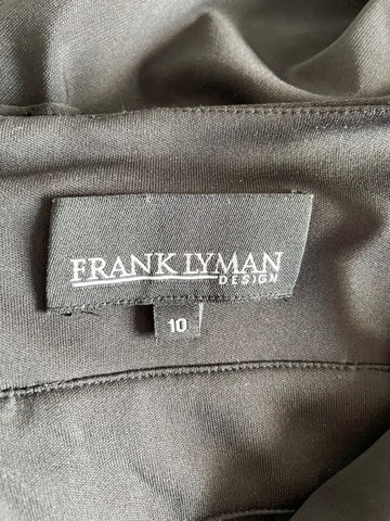 FRANK LYMAN BLACK BEAD TRIM FINE STRAP TIERED LAYERED SPECIAL OCCASION DRESS  SIZE 10