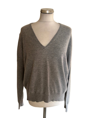 ATELIER WOOL & CASHMERE MIX GREY LONG SLEEVED JUMPER  SIZE L