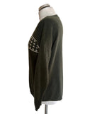 LUELLA GREEN CASHMERE & MERINO WOOL MIX ROUND NECK STAR PATTERN JUMPER  SIZE M